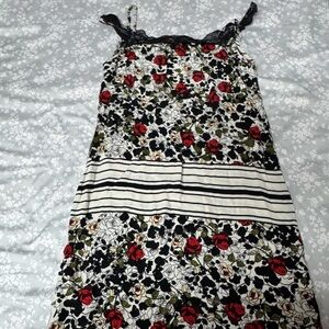 Topshop Floral Mini Dress - Red, Black, White